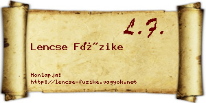 Lencse Füzike névjegykártya